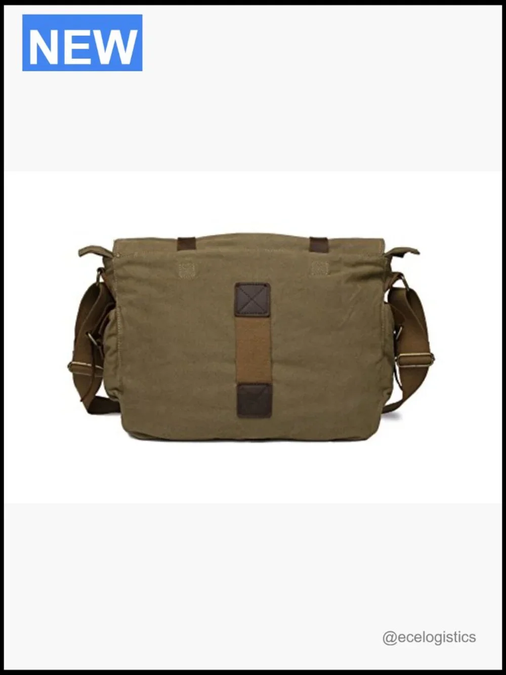 Vintage Military Canvas Leather Laptop Messenger Bag 17 Inch